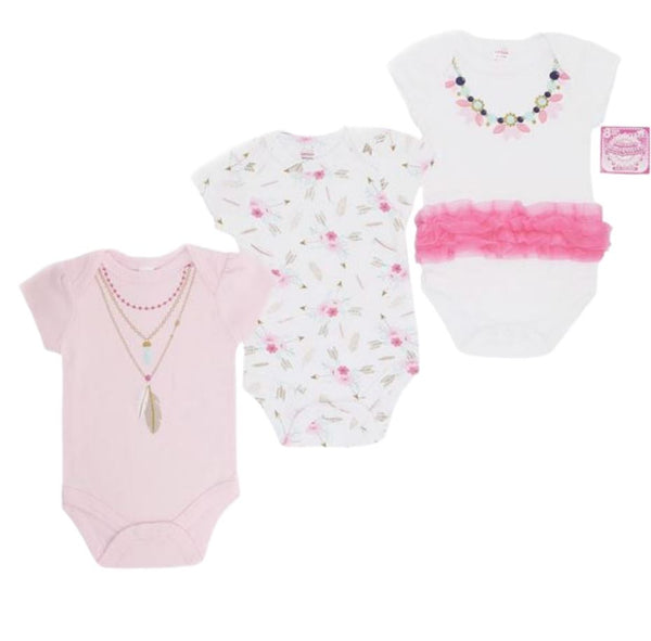 Pink 3 pack bodysuits (0- 9 Months)