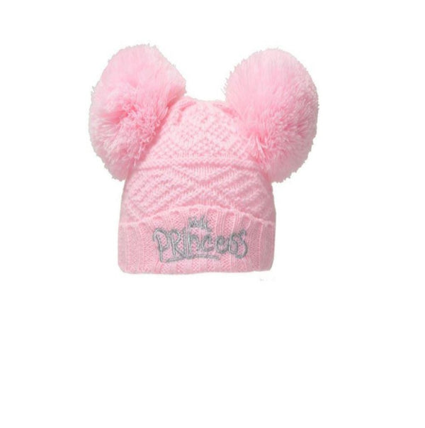 Pink Double Pom Pom and Princess Embroidery (0-6 Months)