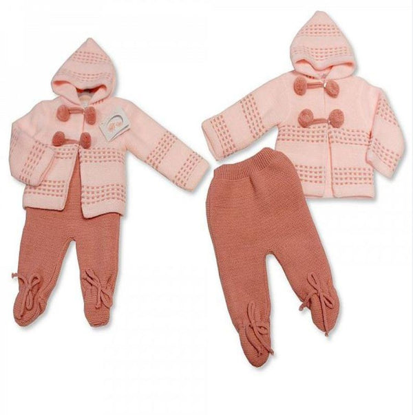 Pink Pom Pom Hooded Two Piece Set (0-9 Months)