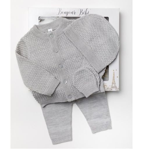 Grey Unisex Knitted Outfit in A Gift Box (NB-6 Months)