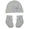 Grey Hat and Sock Set With Bow  (0-6 Months)