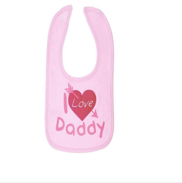 Pink I Love Daddy Cotton Bib (One Size)