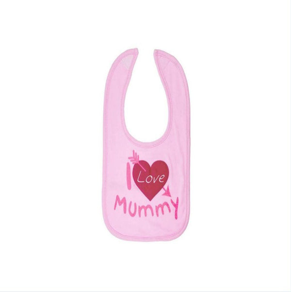 Pink I Love Mummy Cotton Bib (One Size)