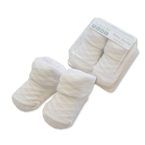 White Baby Diamond Pattern Socks in Box (One Size)