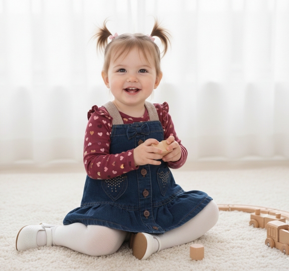 Pink & Navy Dress & Bodysuit Set 