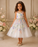 Pastel Floral Embroidered Occasion Dress 