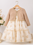 Girls Embroidered Dress & Bolero Set 