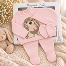 Pink Rabbit With Pom Pom  Knitted  Set  (0-6 Months) 