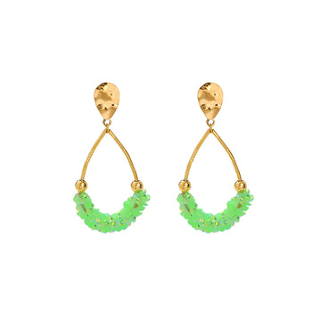 Gold Plated Button spring stainless steel earrings 