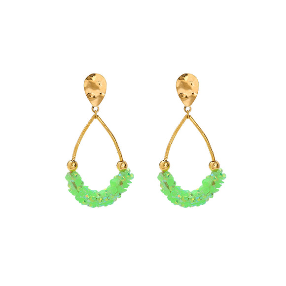 Gold Plated Button spring stainless steel earrings 