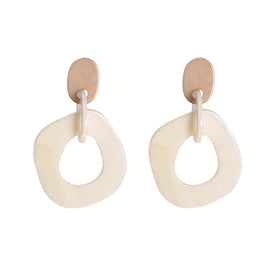 Beige Modern Circle Earrings 