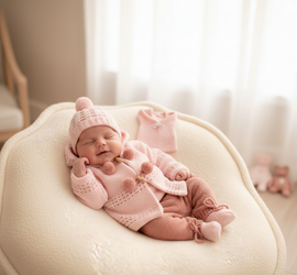 Pink Pom Pom Hooded Two Piece Set (0-9 Months) 