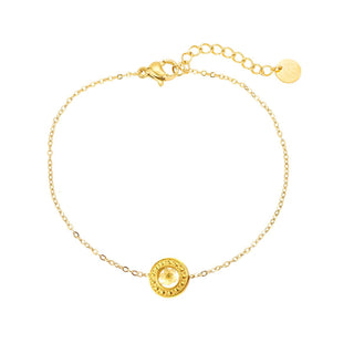 Gold Plated Flower Circle Stainless Steel Bracelet 