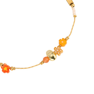 Gold Plated Beads Blossom Stainless Steel Bracelet 