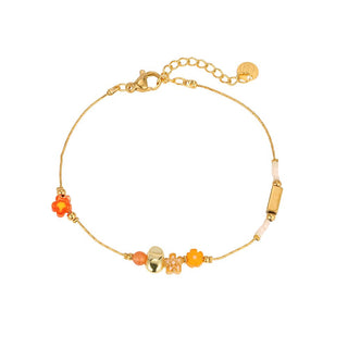 Gold Plated Beads Blossom Stainless Steel Bracelet 