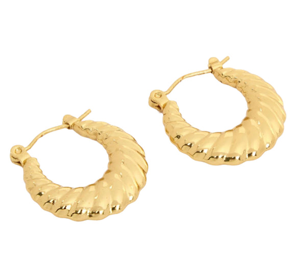 Gold Tone Vintage Hoop Earrings 