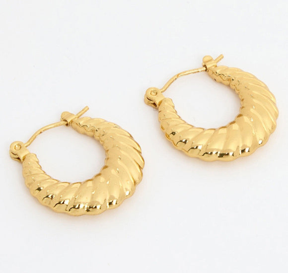 Gold Tone Vintage Hoop Earrings 