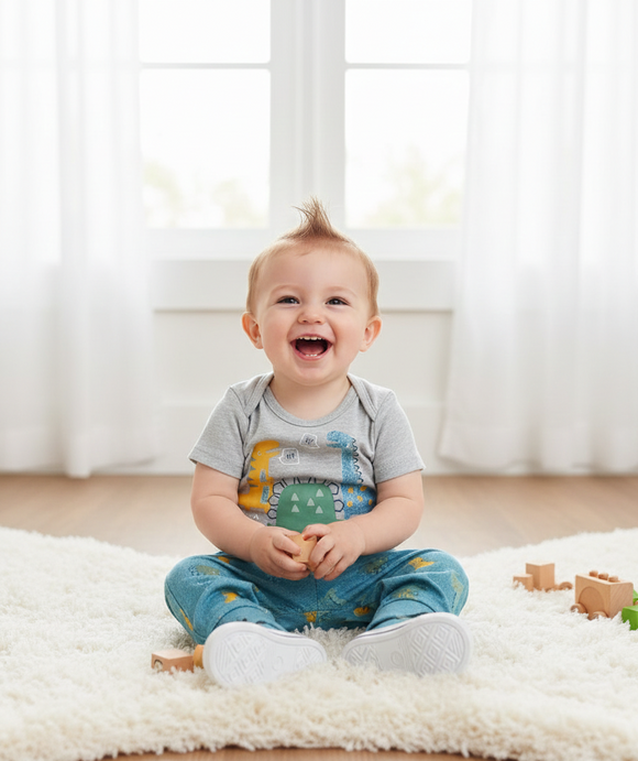 Dino Baby 3 Piece Set and Matching Shoe (0-9 Months) 