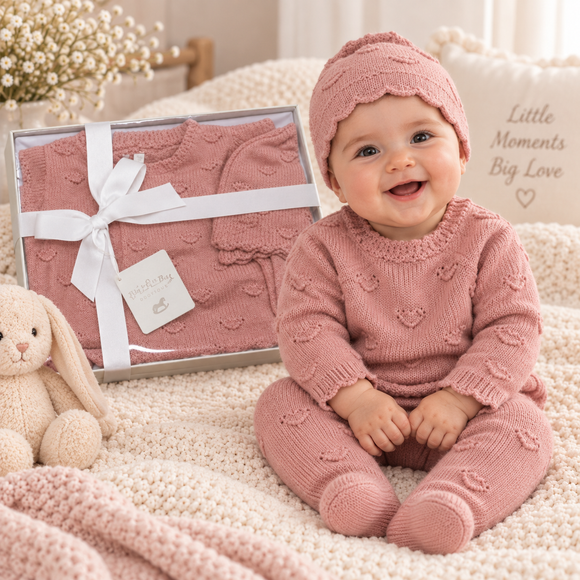Rock A Bye Baby Knitted Gift Set – Dusky Pink 