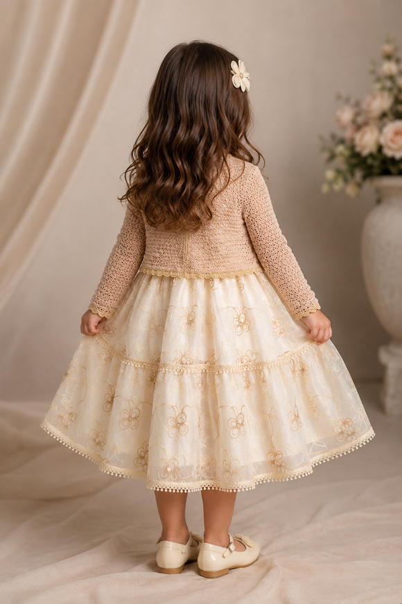 Girls Embroidered Dress & Bolero Set 