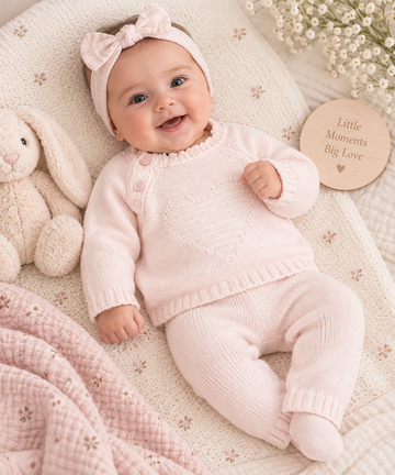 Pink Knitted 4 Piece Set  (0-6 Months) 