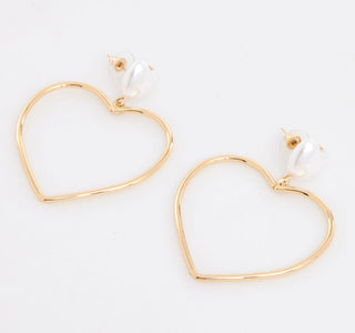 Gold Tone Heart Drop Earrings 