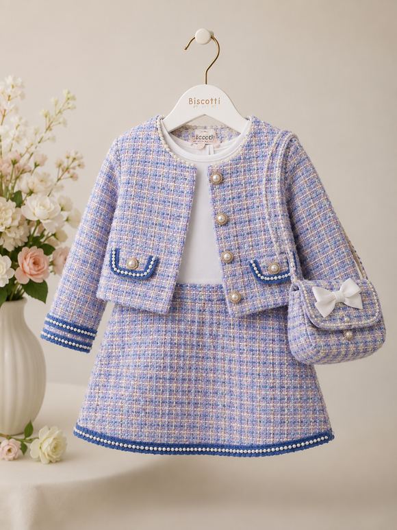 Lavender Tweed Dress, Jacket & Handbag Set 