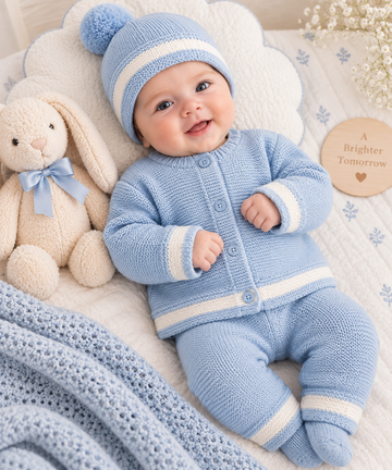 Baby Blue & White  Outfit In a Gift Box (NB-6 Months) 