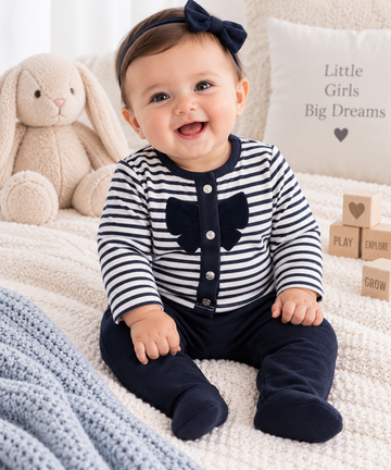 Baby Stripe Jacket & Navy Trouser Outfit (0-9 Months) 