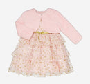 Pink Glitter Floral Party Dress & Cardigan 