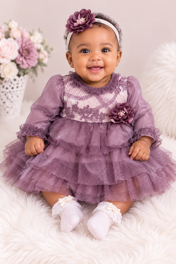 Mini Born Two Purple Glittery Dress 