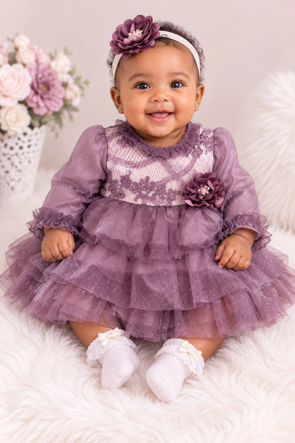 Mini Born Two Purple Glittery Dress 