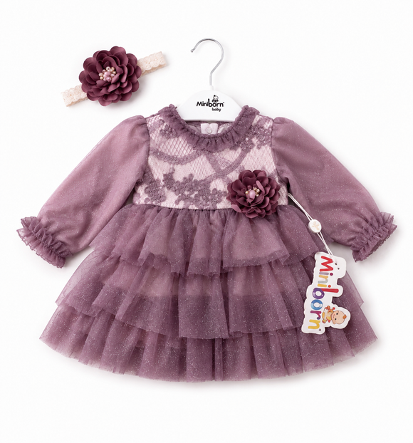 Mini Born Two Purple Glittery Dress 