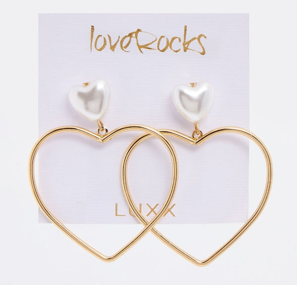 Gold Tone Heart Drop Earrings 