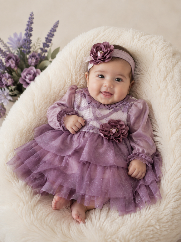 Mini Born Two Purple Glittery Dress 