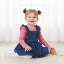 Pink Bodysuit & Blue Denim Dress Set 