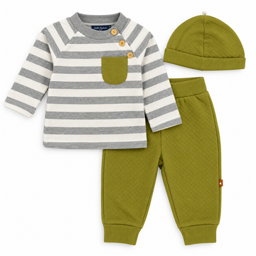 Baby Boys 3-Piece Striped Outfit Set 