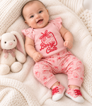 Pink Baby 3 Piece Berry Cute Set with Matching Shoe (0-9 Months) 