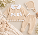 Baby Beige Knitted 3-Piece Outfit Set (Newborn) 