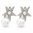 Silver Tone Star Pearl Drop 