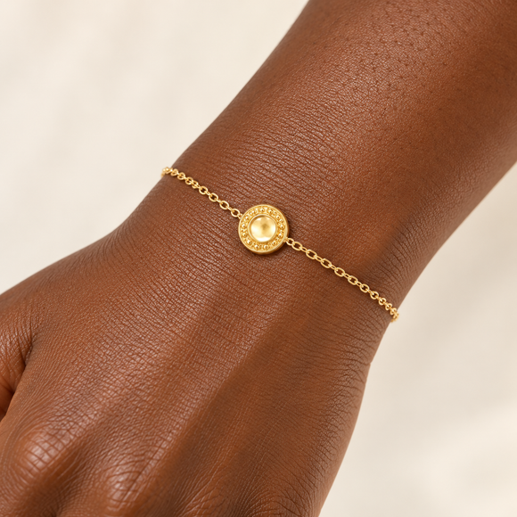 Gold Plated Flower Circle Stainless Steel Bracelet 