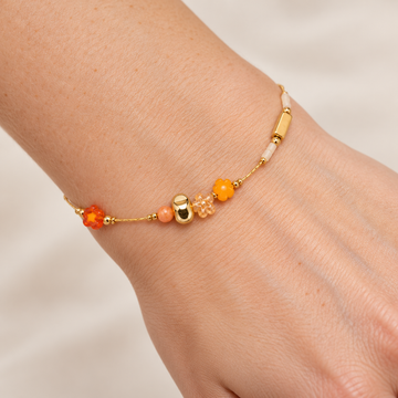 Gold Plated Beads Blossom Stainless Steel Bracelet 