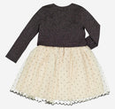 Cream Polka Dot Mesh Dress & Black Cardigan Set 