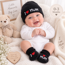 I ♥ Mum Hat and Bootee Set (NB-3 Months) 