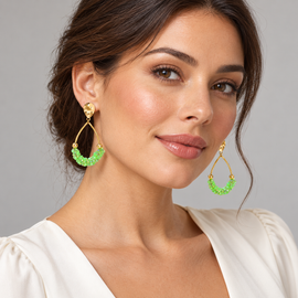 Gold Plated Button spring stainless steel earrings 