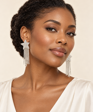 Silver Plated Star Drop Earrings 
