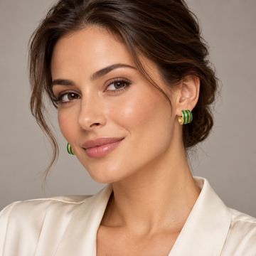Gold Plated & Green Earrings – Pack of Two 