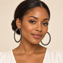 Black & Gold Tone Extra Large Hoop Earrings 
