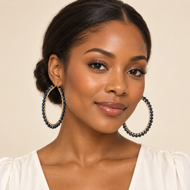 Black & Gold Tone Extra Large Hoop Earrings 