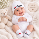 I ♥ Mama Hat and Bootee set (NB-3 Months) 